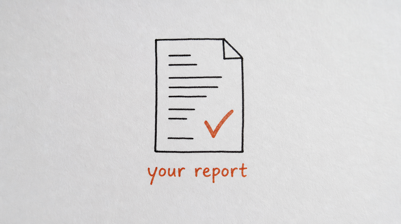 Hand-drawn report diagram on paper representing what you get from an AI audit of a Skool community