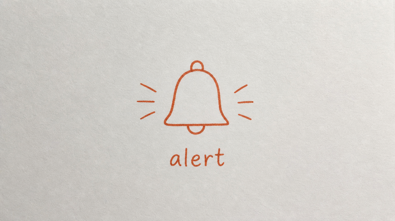 Hand-drawn bell diagram on paper representing an alert automation for at-risk Skool members