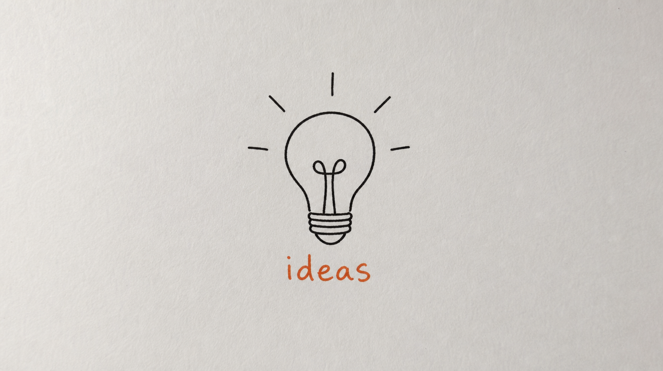 Hand-drawn lightbulb diagram on paper representing a Skool content ideation session