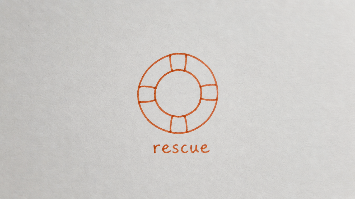 Hand-drawn life preserver diagram on paper representing automated rescue workflows for Skool churn signals
