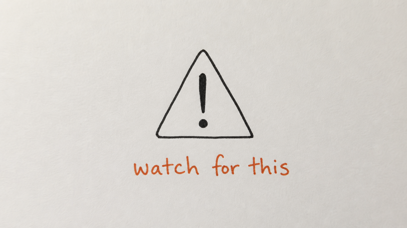 Hand-drawn warning sign diagram on paper representing common mistakes at each stage of Skool community growth