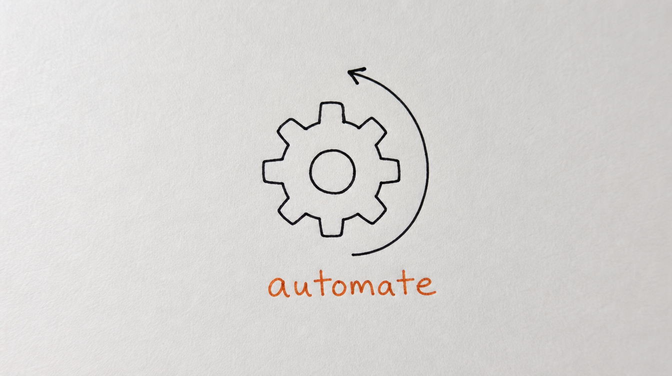 Hand-drawn gear diagram on paper representing automating Skool community engagement