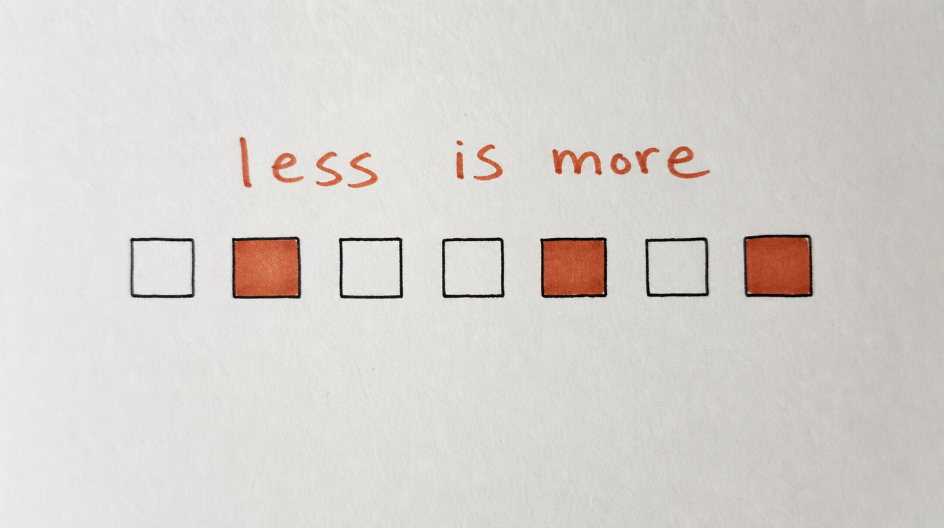 Hand-drawn diagram on paper of a week with only three days marked, representing posting less often in a Skool community