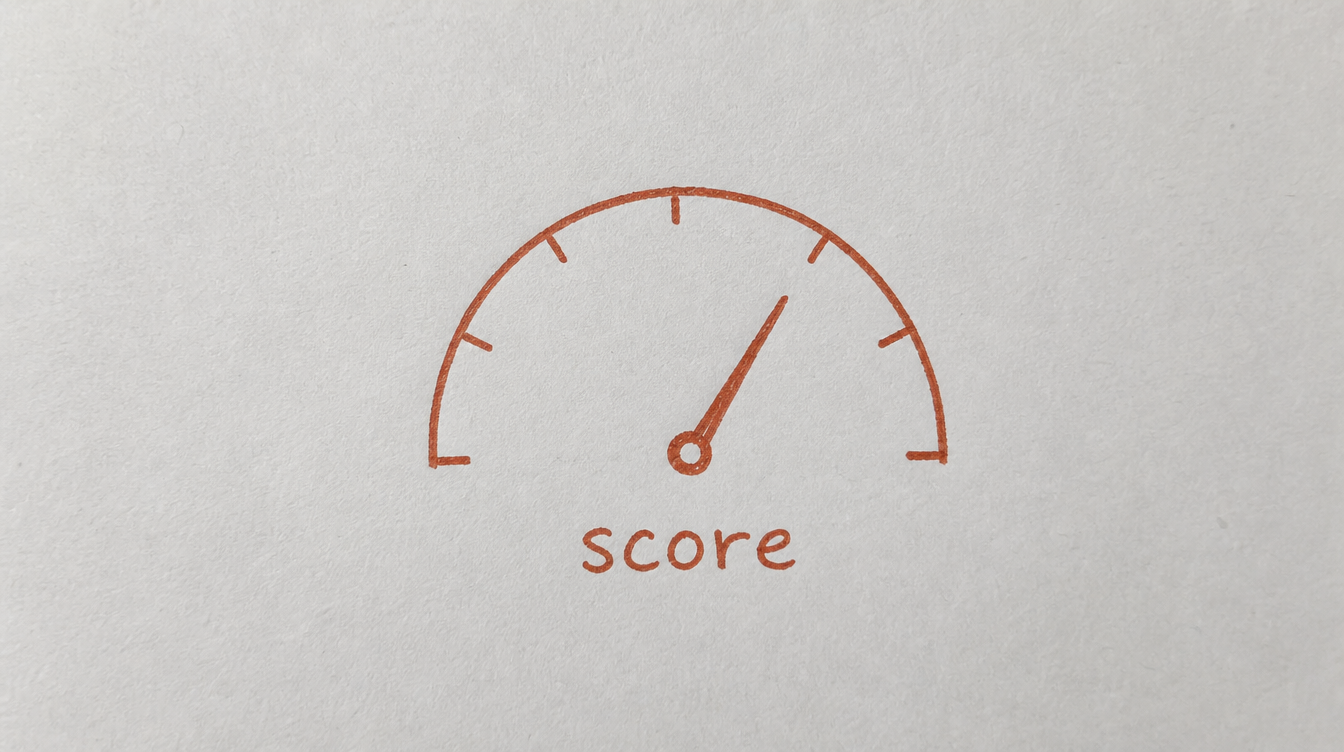 Hand-drawn gauge diagram on paper representing member scoring for a Skool community