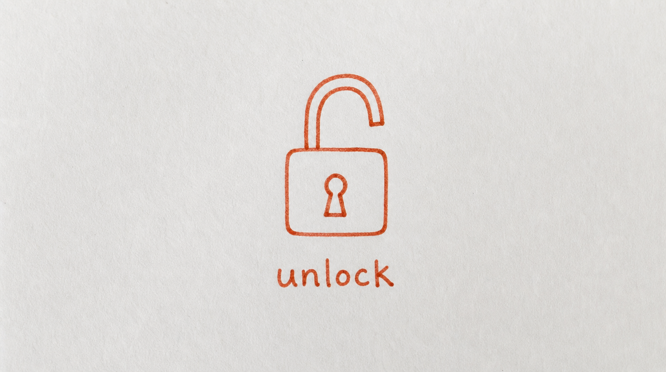Hand-drawn padlock diagram on paper representing progressive content unlocks in a Skool community