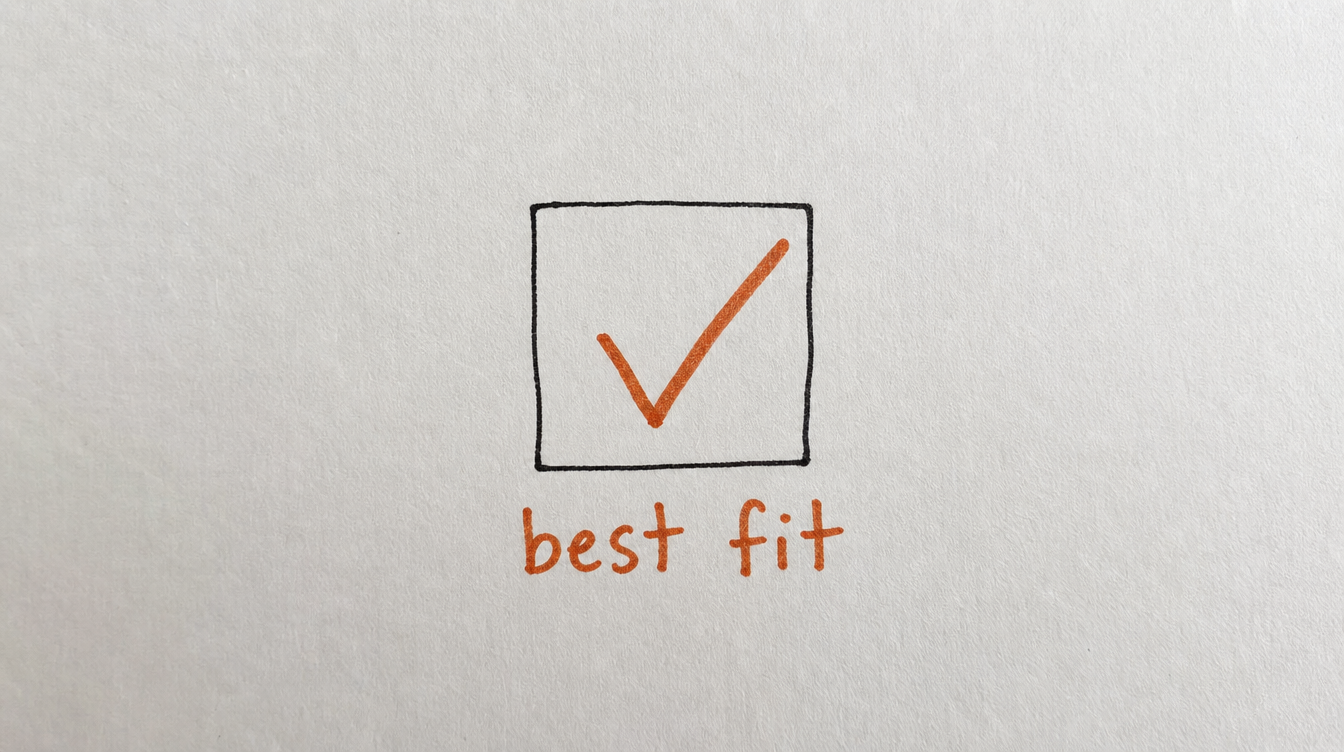 Hand-drawn checklist diagram on paper representing finding the best-fit Skool scheduling tool for your use case