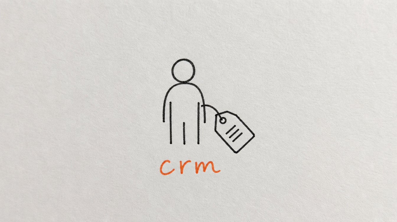 Hand-drawn tag diagram on paper representing member management and CRM for a Skool community