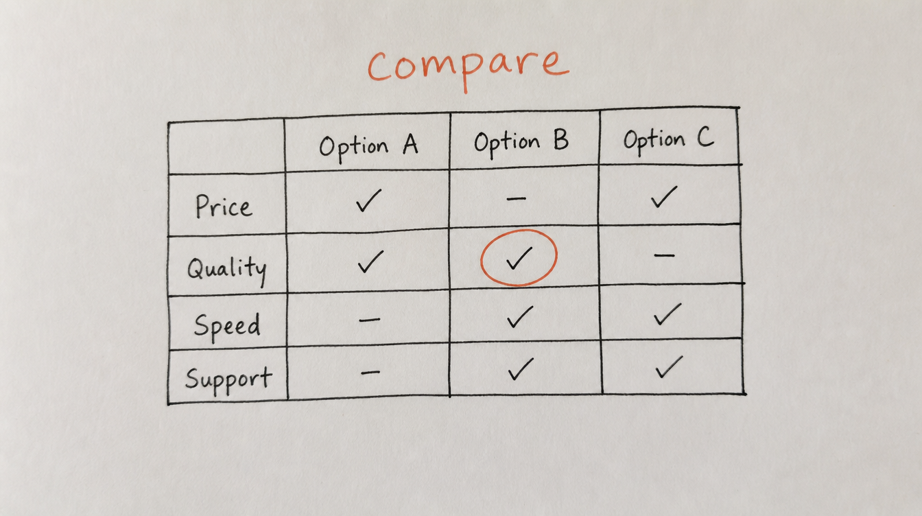 Hand-drawn comparison grid diagram on paper comparing Skool and Circle