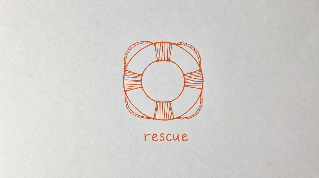 Hand-drawn life preserver diagram on paper representing a re-engagement rescue DM sequence for silent Skool members
